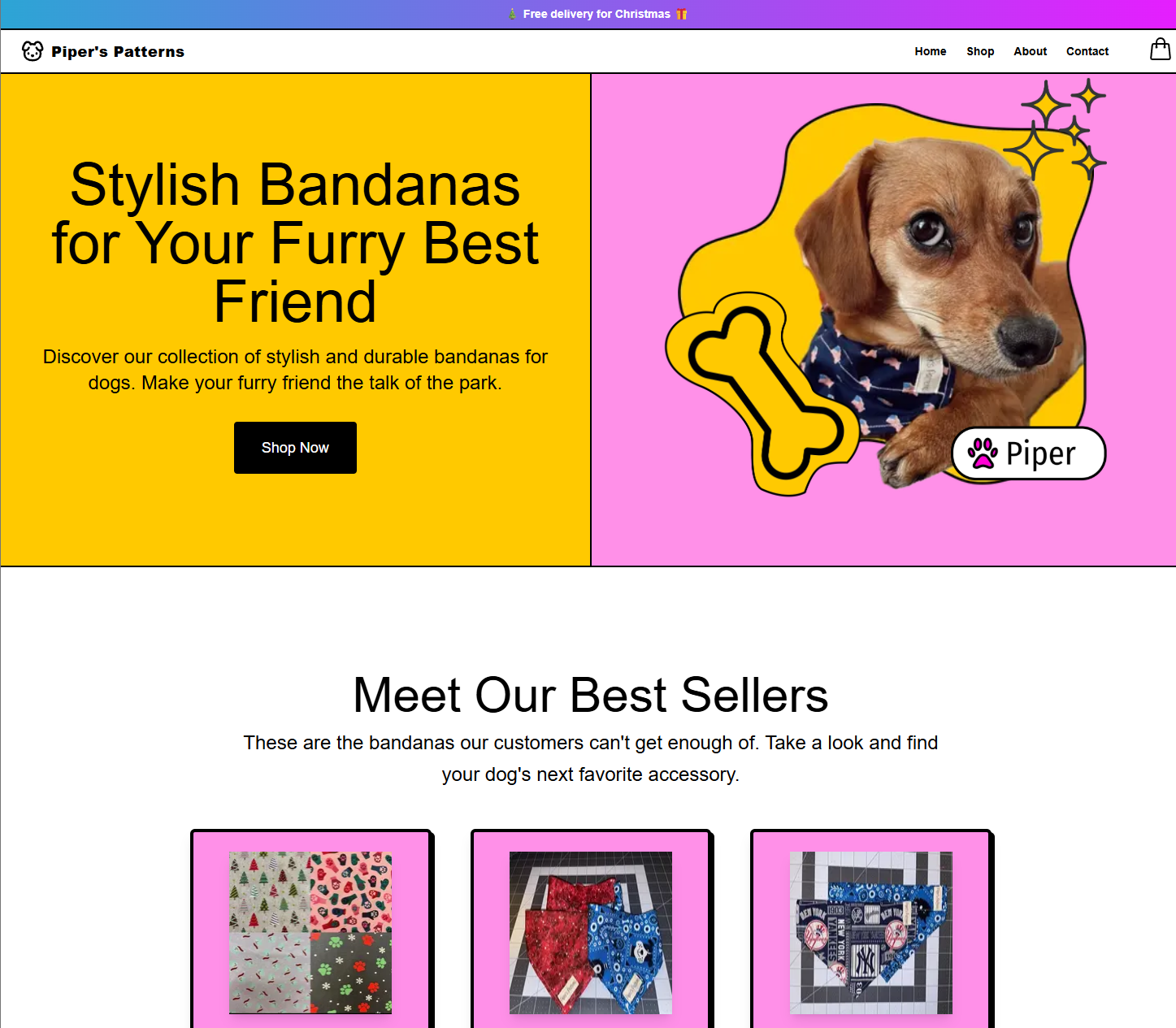 Piper's Patterns ecommerce storefront