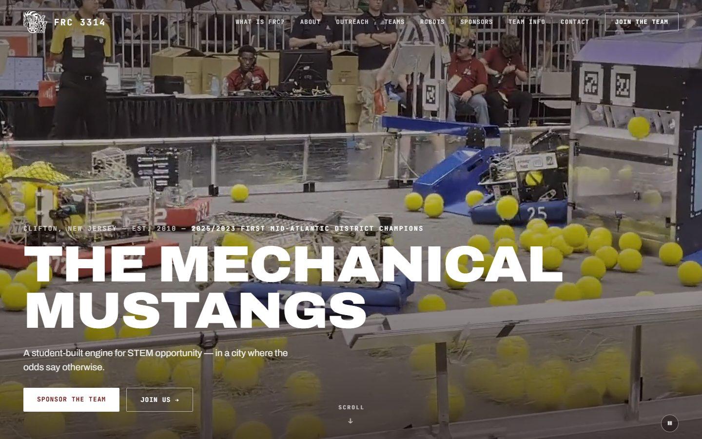 Mechanical Mustangs Team 3314 website homepage